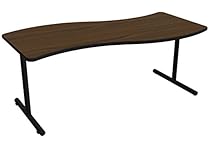 Nomad by Palmer Hamilton ATTGO293072WAVE-MWBLKEG Fixed Leg Standard Weight Aero GO T-Base Table with Built in Casters, Black Frame, Black Edge Guard, Wave, 72