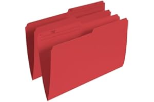 Staples File Folders, 8-1/2 x 11 Letter Size, 1/2 Cut Tabs, Red, 100 Pack