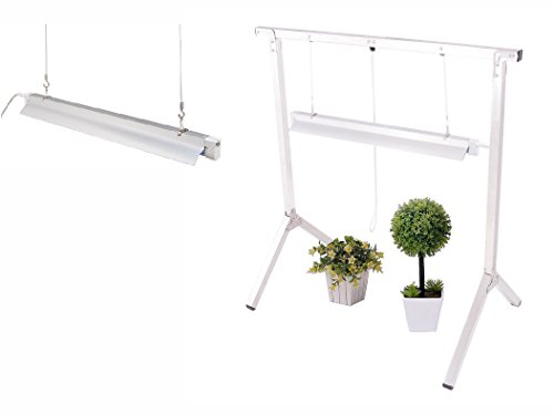 Durolux T5 Stand Rack | Grow Kit (1 Rack + 2 1-Bulb 2FT Grow Fixtures, LED White Bulbs)