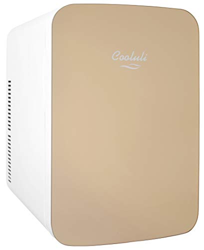 Cooluli Infinity Gold 15 Liter Compact Portable Cooler Warmer Mini Fridge for Bedroom, Office, Dorm, Car - Great for Skincare & Cosmetics (110-240V/12V) (The Best Mini Fridge For Dorms)