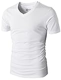 H2H Mens Casual Slim Fit Short Sleeve V-neck T-Shirt WHITE US L/Asia XL (KMTTS0380)