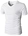 H2H Mens Casual Slim Fit Short Sleeve V-Neck T-Shirts White US L/Asia XL (KMTTS0380)