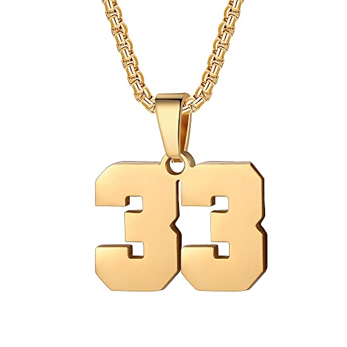 Number Necklace For Boy Gold Plated Stainless Steel Number Chain 22Inch