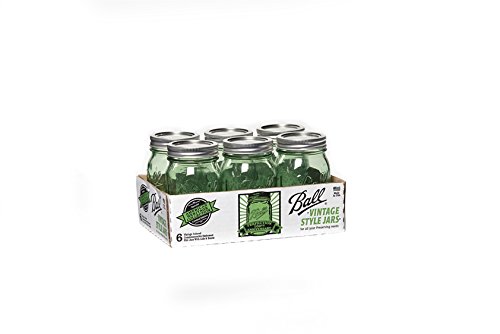 Ball Heritage Collection Pint Jars with Lids and Bands, Green, Set of 6