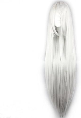 100cm Long Straight Silvery White Anime Women Girl Stylish Cosplay Hair Wig+ Wig Cap by CosplayMIX