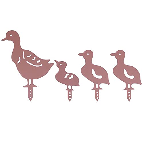 Alnicov Duck Shaped Garden Art,Metal Animal Garden Silhouette Yard Art for Lawn Ornaments Gardening Stakes Decoration Set of 4