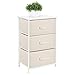 mDesign Vertical Dresser Storage Tower - Sturdy Steel Frame, Wood Top, Easy Pull Fabric Bins - Organizer Unit for Bedroom, Hallway, Entryway, Closets - Textured Print - 3 Drawers - Cream/White