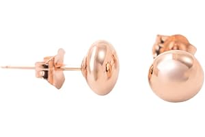 14k Solid Gold Button Ball Stud Earrings for Women & Men | Hypoallergenic Flat or Full Ball Design with Secure Butterfly Backs | Real 14k Yellow, White & Rose Gold (3mm–8mm) by SILVER SMILE