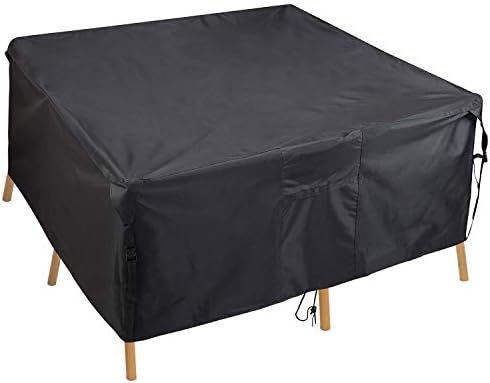 Amazon Com Patio Table Cover Patioption Rectangular Furniture Set Cover Outdoor Square Cover 600d Heavy Duty Tough Canvas Waterproof Dustproof Dining Table Chair Set Cover W Storage Bag 54l X 54w X