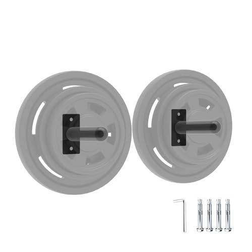 2 Pack Wall Mounted Weight Plate Holder for 1" and 2" Weight Plates, Steel Bump…