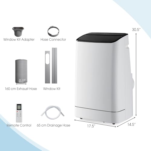 SIMOE 15000 BTU Portable Air Conditioner, with Heat, Auto Swing 4-in-1 AC Unit for Rooms up to 800 Sq.Ft, 24H Timer, with Built-in Dehumidifier, Remote Control/APP Control & Window Kit