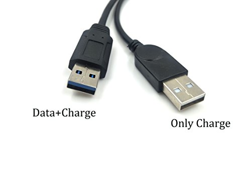 Duttek USB 3.0 Y Splitter Cable, 30CM/1ft USB 3.0 Type A Female to Dual USB Male 1 to 2 Sync Data Charging Converter Y Extension Cable Cord (One Side Only for Charging) (1FM/2M)