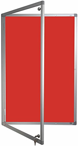 Tamperproof Noticeboard Aluminium Frame Corded Hessian Class 1 Fire Rated 900x600mm, Red