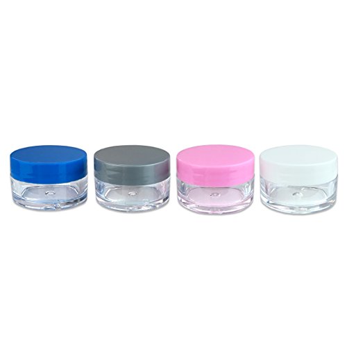 Beauticom 240 Pieces 20G/20ML Round Clear Jars with Mixed Color Lids for Cosmetics, Medication, Lab and Field Research Samples, Beauty and Health Aids - BPA Free