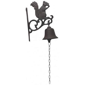 Cast Iron Squirrel Dinner Bell Yard Art Wall Hanging Garden