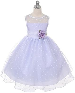 YNChiffonier Fashion Lilac Sash Dot Sheer Easter Flower Baby Girl Dress 3M as picture0-3 Months