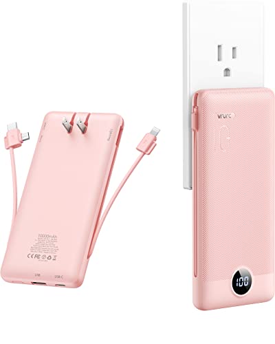 VRURC Portable Charger with Built-in Cables and AC