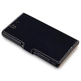 Sony Xperia Z Low Profile Covert Branded PU Leather Wallet Case - Black (Black)