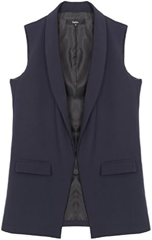 Women Vests Jacket Outwear Pocket Coat Sleeveless Casual (Large, Navy)