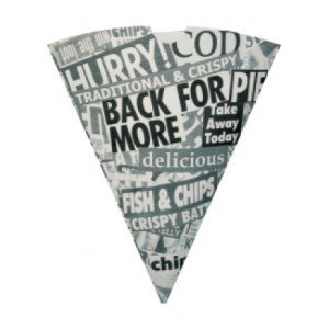30 x Disposable Newsprint Paper Chip Cones party take away