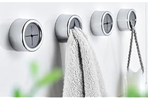 4Pcs Kitchen Towel Hooks Round Adhesive, Push Hand Towels Hanger for Cabinet, Easy Installation Wall Mount Hand and Dish Towe