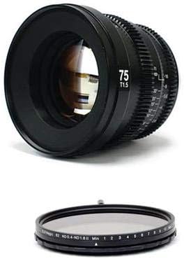 SLR Magic MicroPrime Cine 75mm T1.5 for Sony E Mount 82mm MK II Variable ND Filter, 0.4 to 1.8 (2.3 to 6 Stops)
