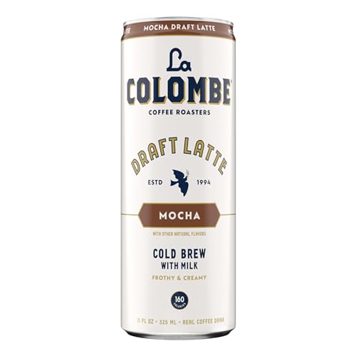 LA COLOMBE COFFEE, MOCHA DRAFT LATTE, 11 FL OZ CANS (PACK OF 12), COFFEEHOUSE QUALITY COLD BREW, SPECIALTY GRADE COFFEE BEANS, READY-TO-DRINK ON-THE-GO