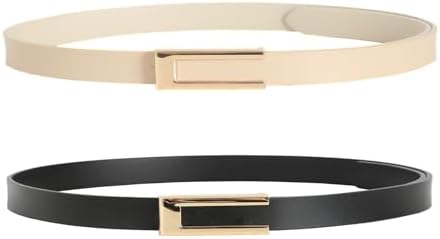 Cow Split Leather Skinny Belt with Gold Oval Buckle - Dress Pants Amazon.com: YooAi Womens Belt Leather Skinny Thin Waist Belt  main image 2