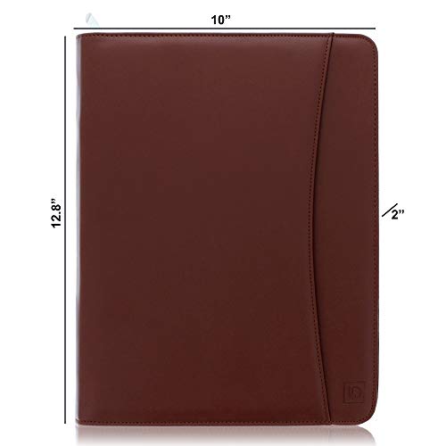 Zippered Leather Business Portfolio Padfolio – Professional Dark Brown PU Leather Portfolio Binder & Organizer Folder with 10.5 inch Tablet Sleeve by Lautus Designs