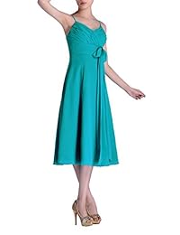 Adorona Homecoming Cocktail Junior A-line V-Neck Chiffon Vestido de dama de honor modesto Longitud del té