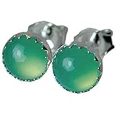 Chrysoprase Studs in Silver 6mm Green Gemstone Post Earrings