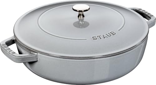 STAUB Schmorpfanne, Chistera Bräter, 28 cm, 3,7 L, Induktionsgeeignet, Aroma-Regen, Made in France, Graphit-Grau