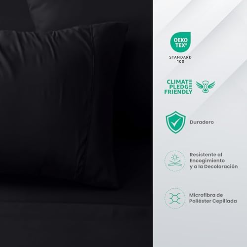 Conjunto de Folhas de 4 Peças, 150x200cm, Preto