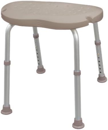 Aquasense Adjustable Bath and Shower Chair with Non-Slip Comfort Seat, Pebble Taupe