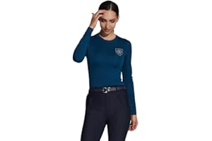 Asmar Equestrian Crew Neck Top, Sustainable Logo Tee Horse Riding Top for Women