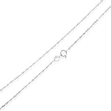 Sea of Ice Sterling Silver 1mm Twisted Curb Singapore Rope Chain Necklace for Women, Size 14
