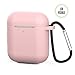 ZALU Compatible for AirPods Case with Keychain, Shockproof Protective Premium Silicone Cover Skin for AirPods Charging Case 2 & 1 (1 Pack, Pink)