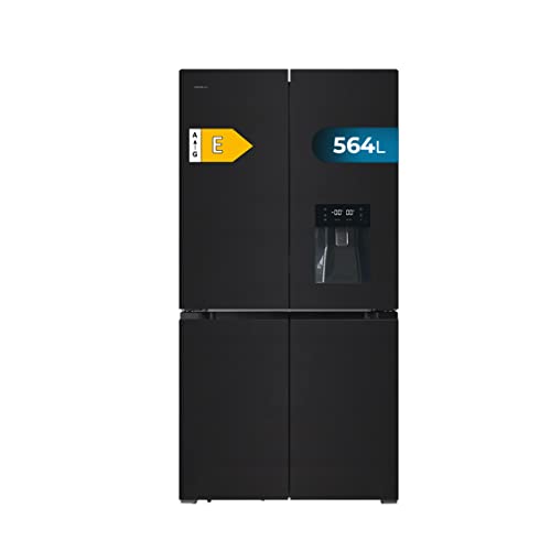 Cecotec Frigorifero Americano 4 Porte in Vetro da 564 L Bolero CoolMarket 4D 564 Glass E. 183 cm di altezza, 91 cm di larghezza, Dispenser d'acqua, basso consumo, motore inverter Plus, Total NoFrost