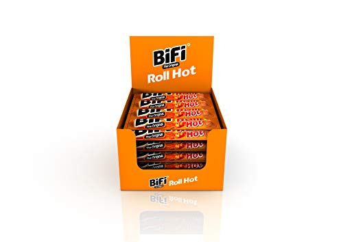 BiFi Roll Hot – 24er Pack (24 x 45 g) – Herzhafter, pikanter Salami Fleischsnack – Snack im Teigmantel