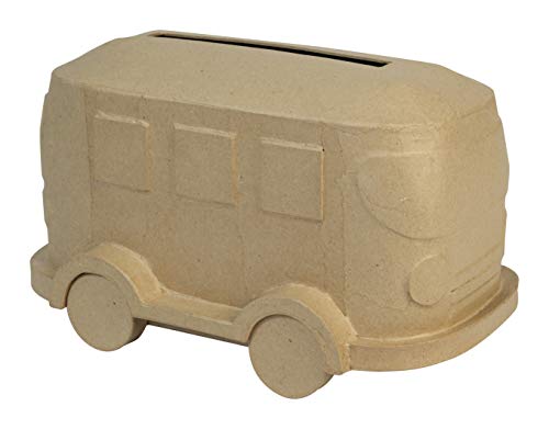 Decopatch - Ref EV021C - Van Money Box - Papier Mache Object to Decorate - 31 x 19.5 x 19cm - Decorate with Decopatch Papers & PaperPatch Glue, Glitter, Paints
