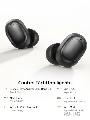 QCY MeloBuds A30 Auriculares Inalámbricos,Auriculares con Cancelación Activa de Ruido Adaptativa, 60dB ANC Hi-Res Audio Bluetooth 6.0 Auriculares, 8 Micrófonos ENC Clear Call Ear Buds,50 Horas,IPX5