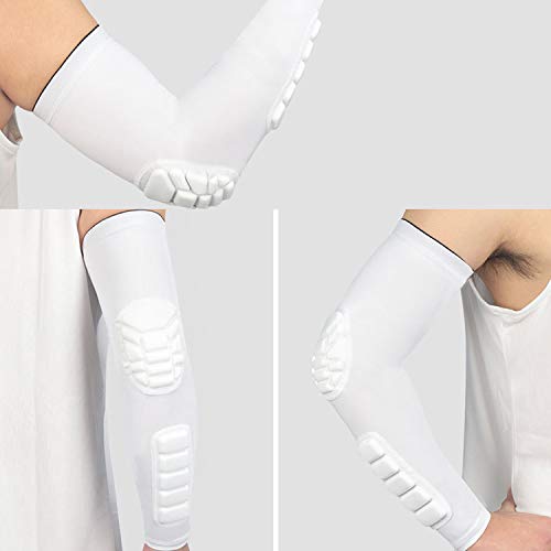HOPEFORTH 2PCS Elbow Sleeve Padded Compression Arm Forearm Guard Sports Shooter Sleeves Protective Pads Support for Football Basketball Volleyball Baseball Softball Tennis Cycling Outdoor - Thumbnail 4