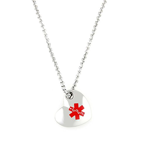 Medical Alert ID Stainless Heart Pendant Necklace