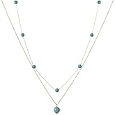 Crystal Layered Crystal 14K Gold Plated Necklace Handmade October Birthstone Beaded Necklace Jewelry Set For Women with Paperclip & Cable Station Chains Hypoallergenic Classy Elegant Keenove