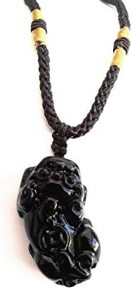 Feng Shui Obsidian Pi Yao Pi Xiu Xie Pendant Necklace Amulet Attrack Wealth