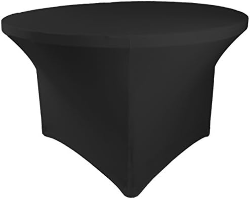 48 Inch Round Spandex Fitted Stretchable Elastic Tablecloth Black