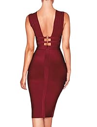 Whoinshop - Vestido sexy para mujer, sin mangas, corte entallado, con vendaje