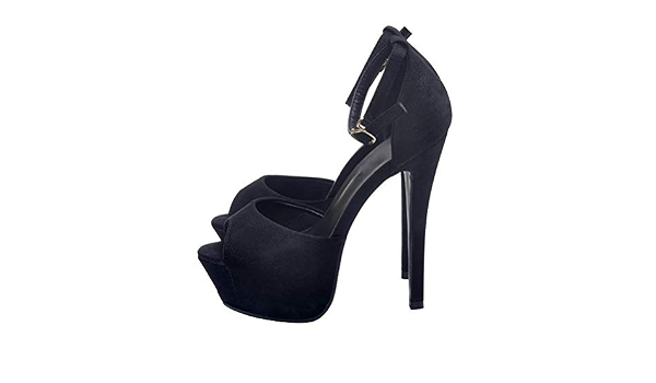Sandalias de Tacón para Mujer Correa de Tobillo Tacones Altos 14 CM  Plataforma Impermeable Sandalias Sexy Zapatos de Fiesta Nupcial 2019  (Negro/41 CN\u003d40 EU) : Amazon.es: Zapatos y complementos