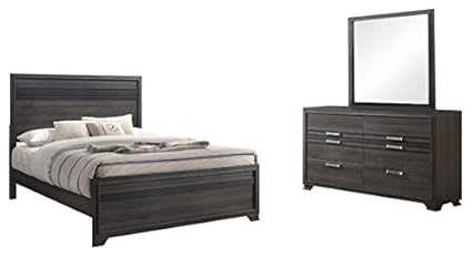 Amazon Com Dario 3 Piece Bedroom Set King Gray Wood