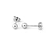 14 Karat White Gold Round Bead Ball Stud Earrings, 3 Millimeters